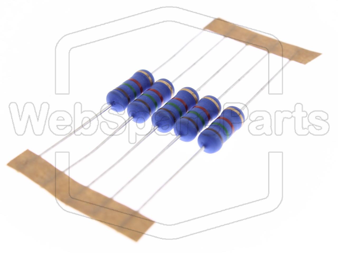 5x Résistance du film métallique 1.5kR 2W ±5% Ø5x12mm