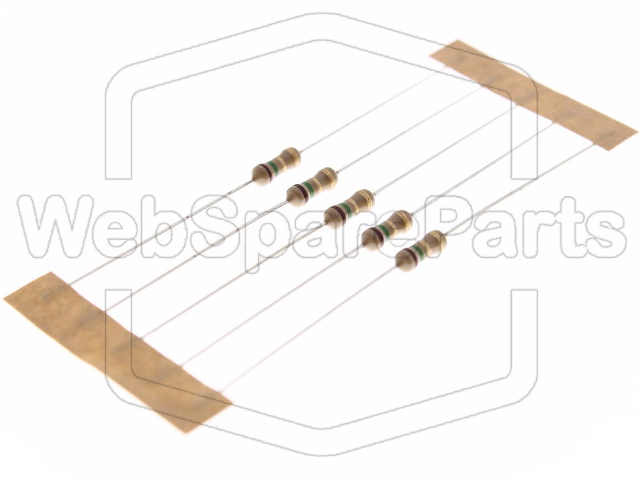 5x Carbon Hiilikalvo Vastus 1.5R 0.25W ±5% Ø2.5x6.8mm