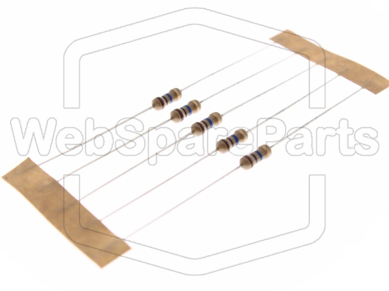 5x Kohleschichtwiderstand 10MR 0.25W ±5% Ø2.5x6.8mm
