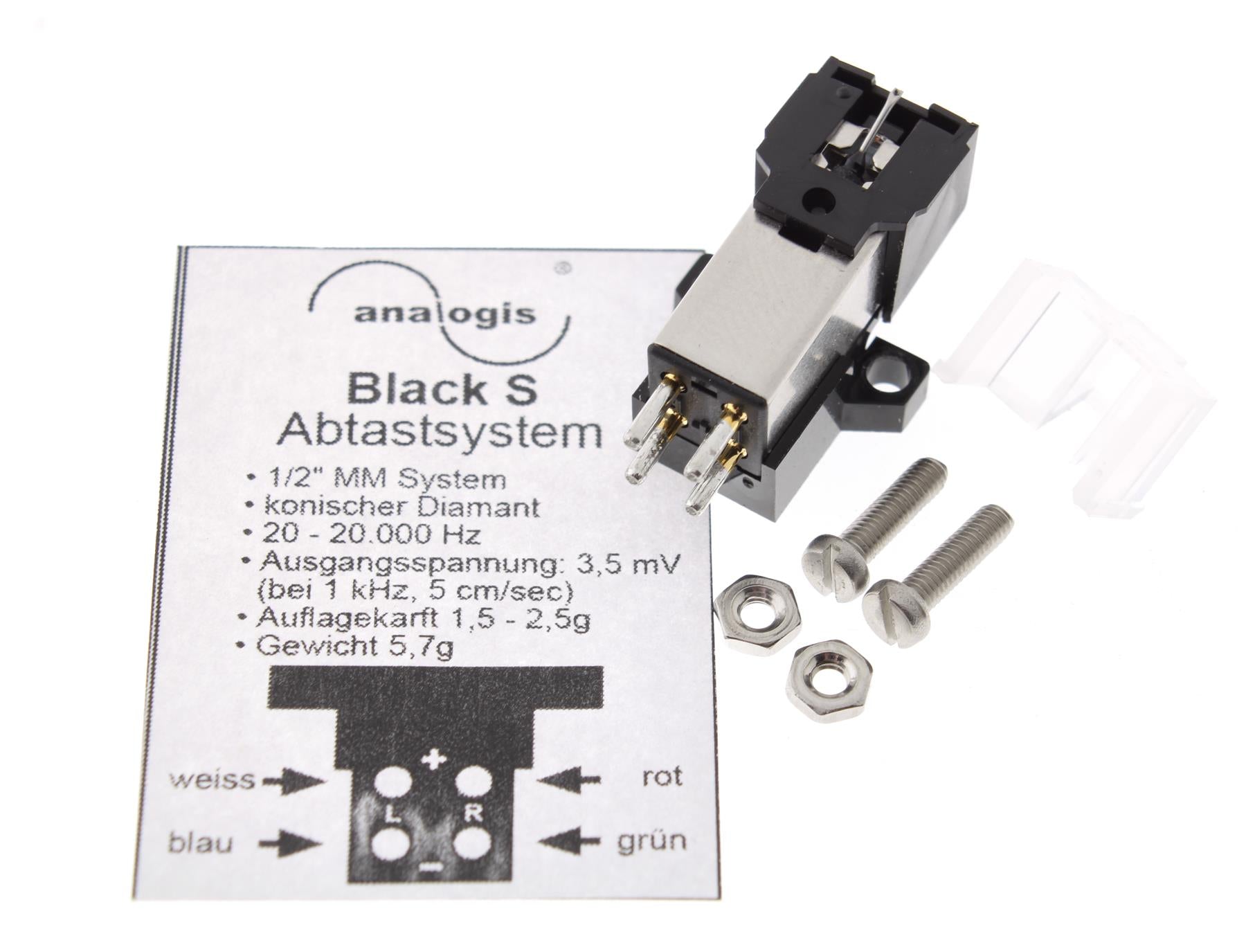 analogis Black S Moving Magnet Cartridge 1/2" – Conical Diamond Stylus, 3.5 mV Output