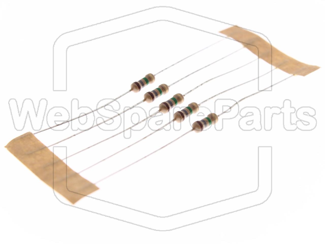 5x Résistance du film de carbone 1.8MR 0.25W ±5% Ø2.3x6mm