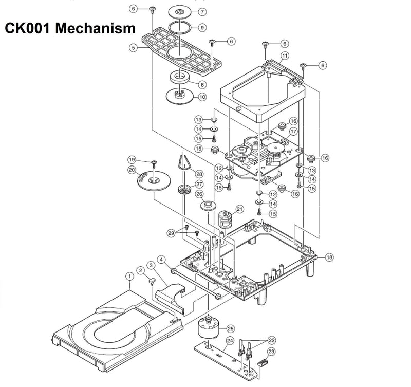 CK001 Mechanism CD (TRAY GEAR), Pos. (04)