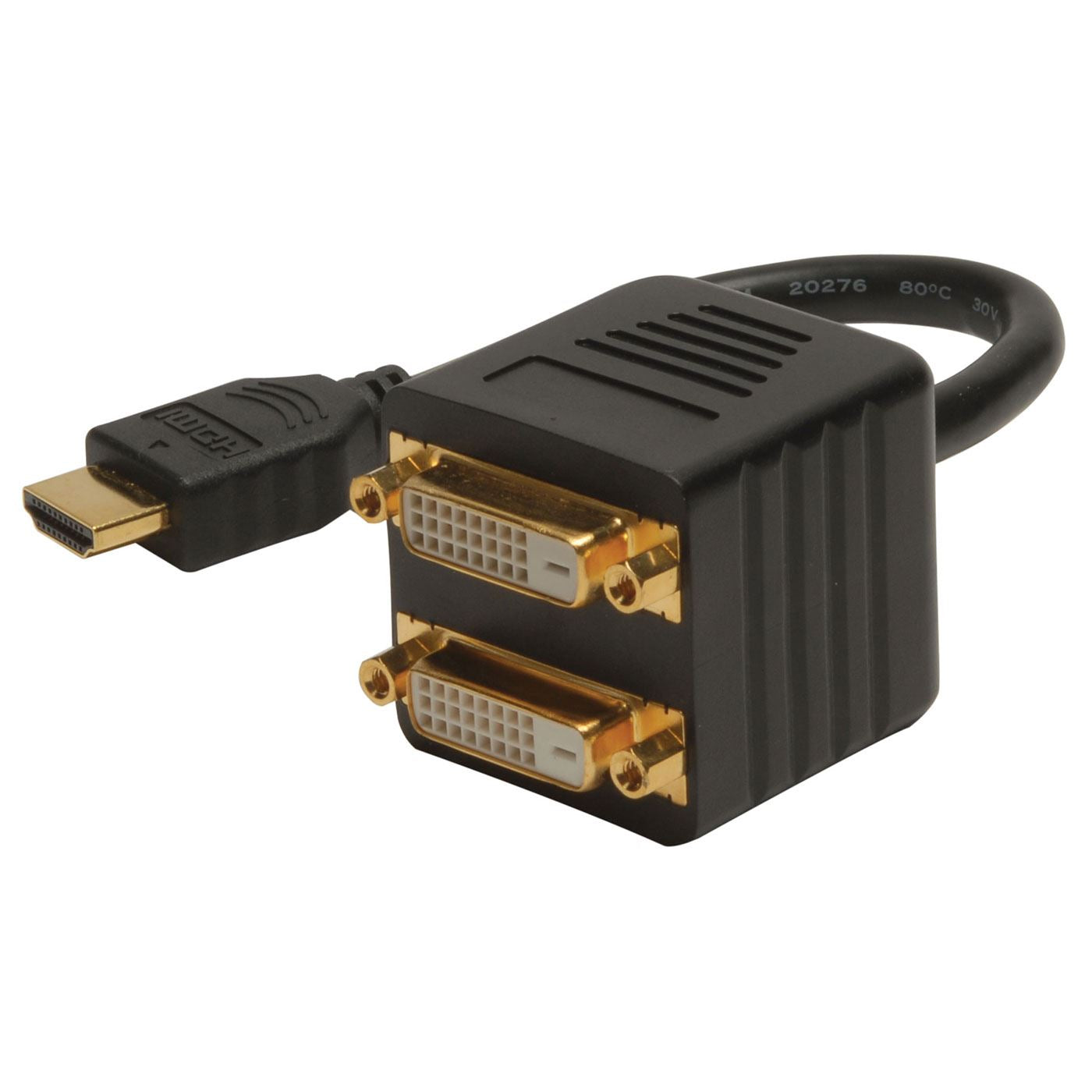HDMI Splitter Adapter Male to 2× DVI-D Female 24+1