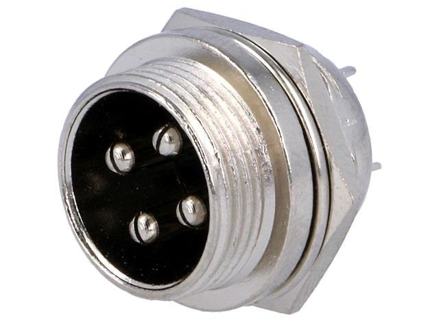 4 Pin Microphone Male Panel Mount Connector