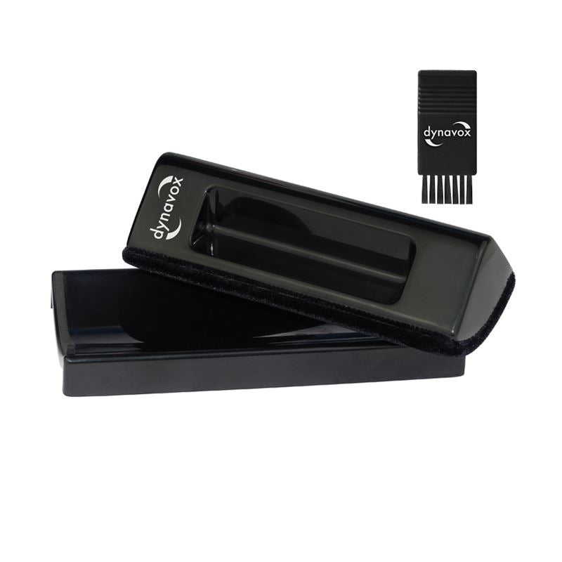 Dynavox Velvet Cleaning Pad with Nylon Brush for Vinyl Records and Stylus [Black]
