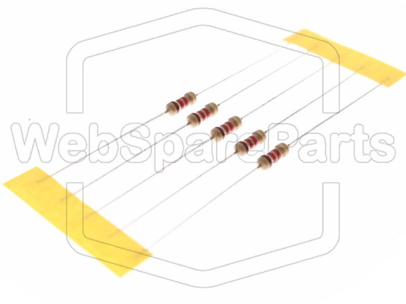 5x Carbon Film Resistance 1.2kR 0.25W ±5% Ø2.3x6mm - WebSpareParts