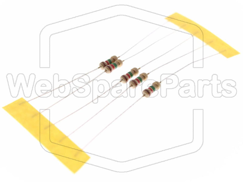 5x Carbon Film Resistance 1.2MR 0.25W ±5% Ø2.3x6mm - WebSpareParts