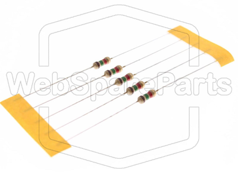 5x Carbon Film Resistance 1.5kR 0.25W ±5% Ø2.3x6mm - WebSpareParts