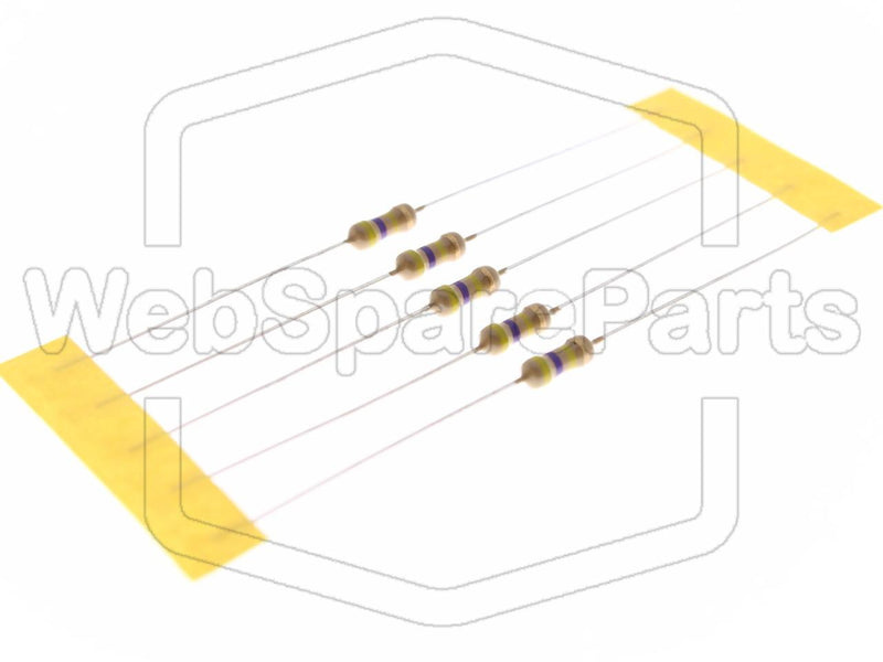 5x Carbon Film Resistance 470kR 0.25W ±5% Ø2.3x6mm - WebSpareParts