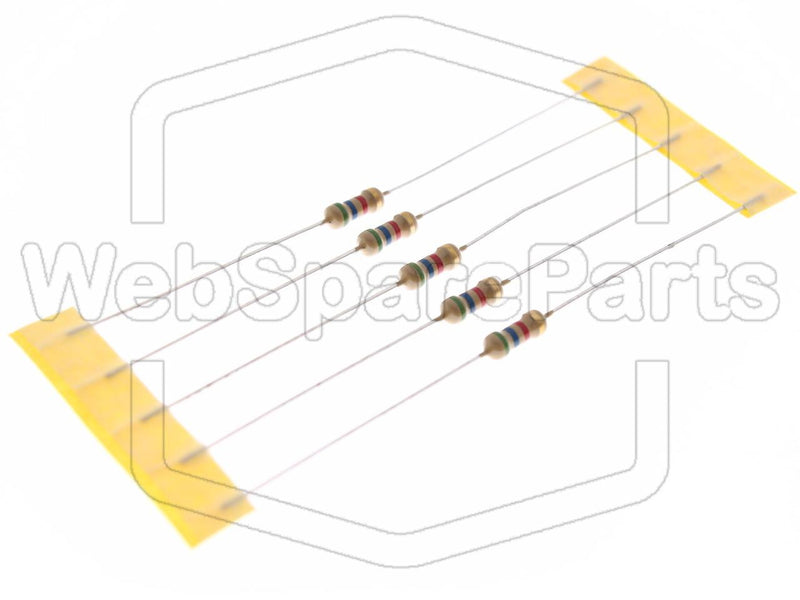 5x Carbon Film Resistance 5.6kR 0.25W ±5% Ø2.3x6mm - WebSpareParts