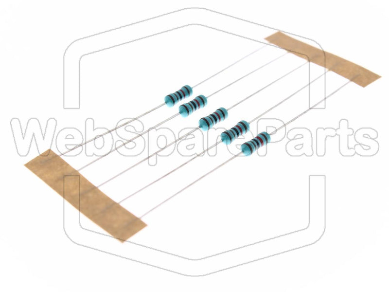 5x Metallic Film Resistance 1.2kR 0.6W ±1% Ø2.5x6.8mm - WebSpareParts