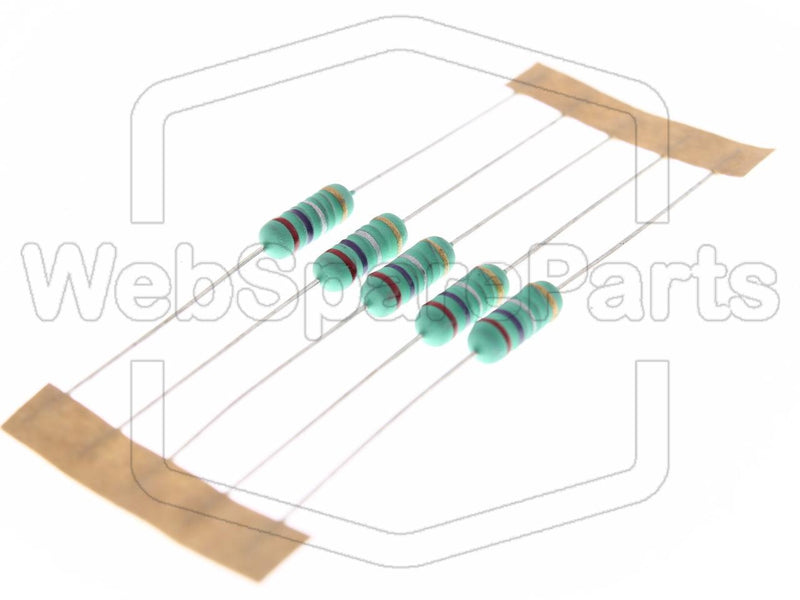 5x Metallic Film Resistance 270mR 1W ±5% Ø3.5x10mm - WebSpareParts