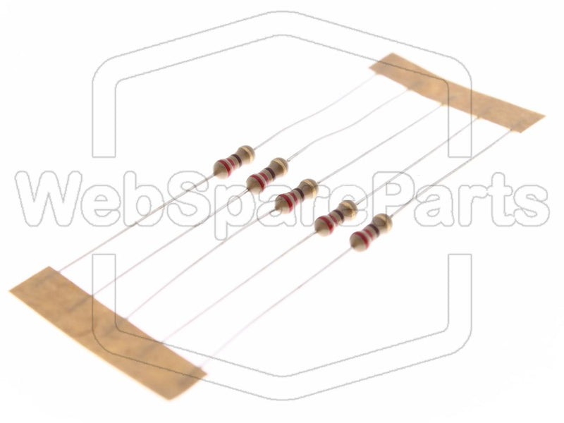 5x Carbonfilm modstand 220R 0.25W ±5% Ø2.5x6.8mm