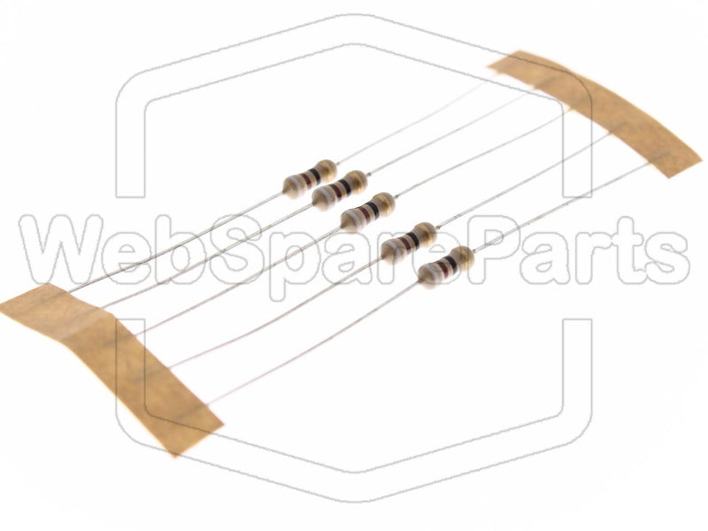 5x Carbonfilm modstand 91R 0.25W ±5% Ø2.5x6.8mm