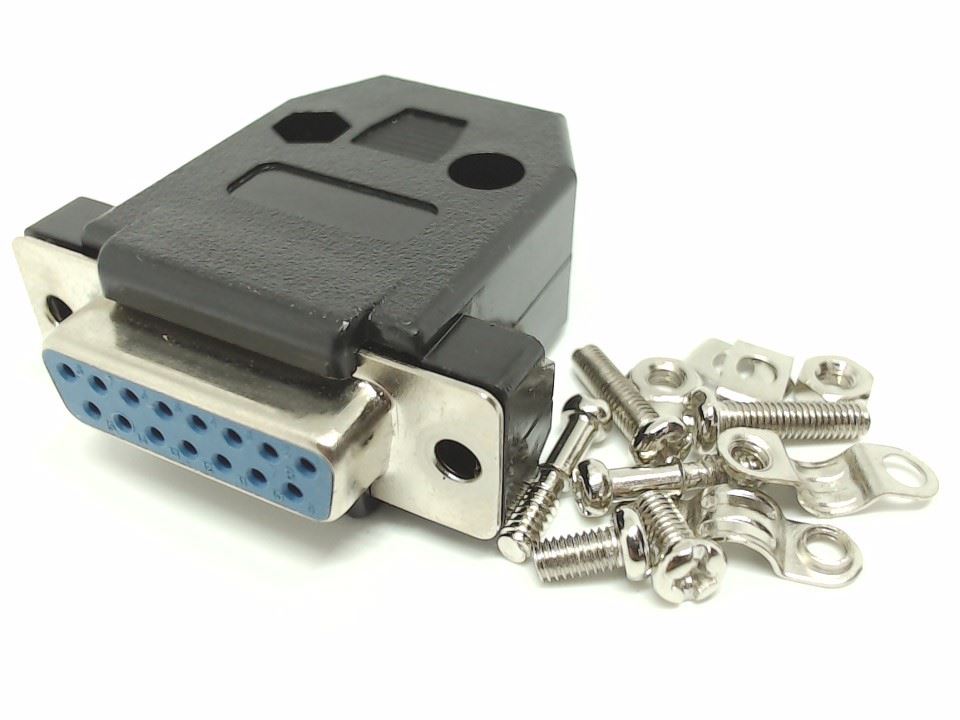 DB15 Female Solder Connector with Hood