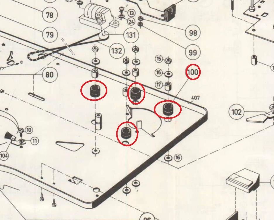 Philips N4303 Grommet Motor & Chassis for Reel to Reel [4 Pieces]