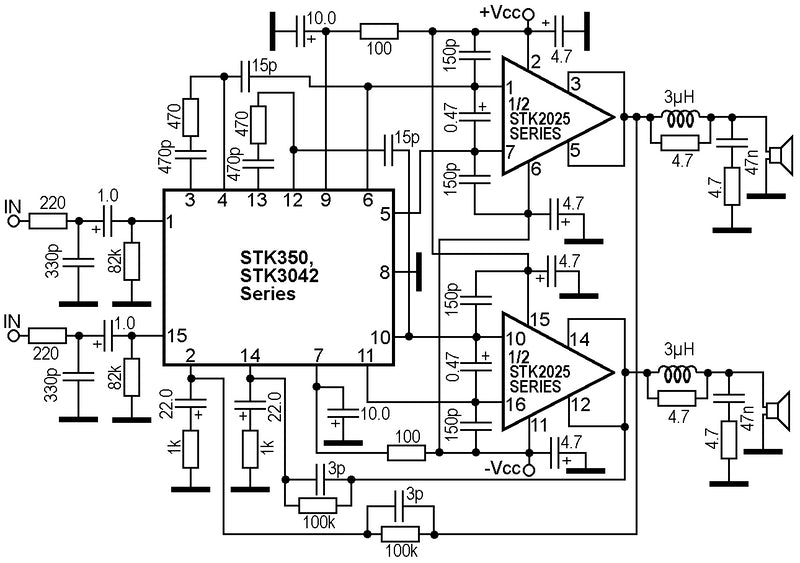 STK2129, Dual power audio amplifier 2x25W