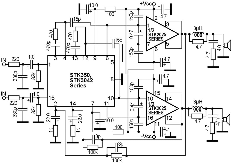 STK2129, Amplificador de áudio de dupla potência 2x25W