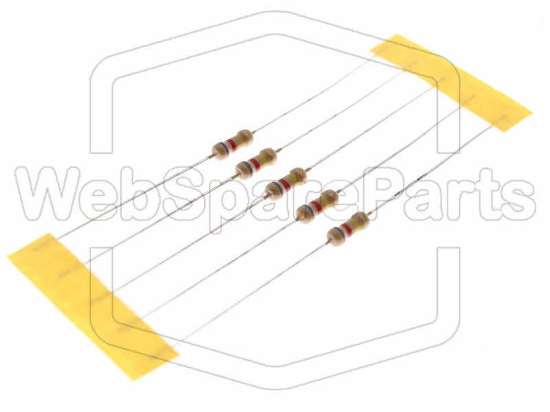 5x Carbon Film Resistance 820kR 0.25W ±5% Ø2.3x6mm