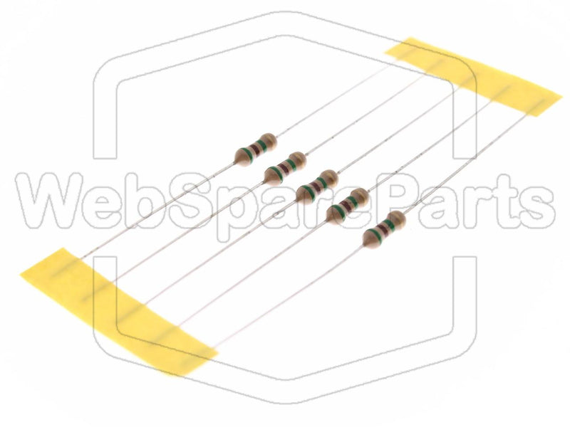 5x Carbonfilm modstand 5.1MR 0.25W ±5% Ø2.3x6mm