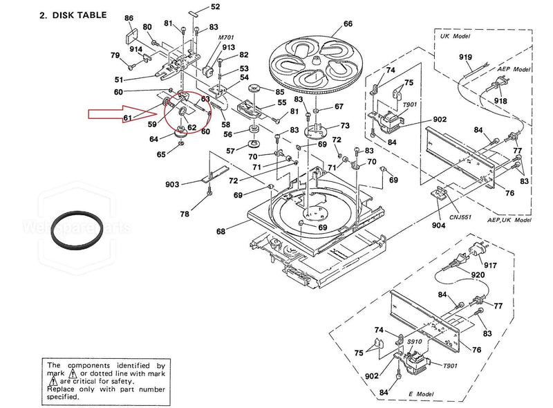 Belt TABLE DISC For CD Player Sony CDP-C500M - WebSpareParts